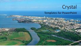  Presentation with puerto rico - Slide deck having san juan aerial view with blue sky and sea puerto rico background and a light blue colored foreground