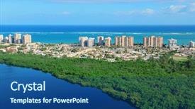  Presentation with san juan puerto rico - Cool new PPT theme with sky and sea puerto rico backdrop and a ocean colored foreground