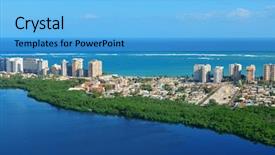  Presentation with san juan puerto rico - Audience pleasing presentation theme consisting of sky and sea puerto rico backdrop and a light blue colored foreground