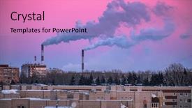  Presentation with smoking - Cool new PPT layouts with sky and smoking plant pipe backdrop and a  colored foreground