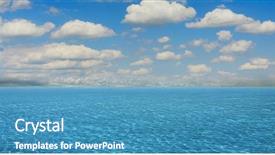  Presentation with water ocean - Presentation theme enhanced with perfect sky and water background and a teal colored foreground
