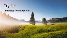  Presentation with misty - Cool new slide set with sky astro - misty summer night backdrop and a light blue colored foreground