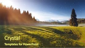  Presentation with national parks yosemite valley yosemite - PPT theme enhanced with sky astro - misty summer night background and a tawny brown colored foreground