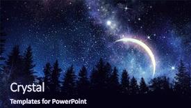  Presentation with night sky - Presentation theme enhanced with sky astro - night forest scene background and a navy blue colored foreground