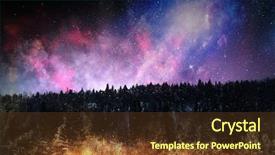  Presentation with night sky - Cool new presentation design with sky astro - night forest scene backdrop and a tawny brown colored foreground