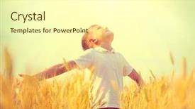  Presentation with summer wheat field blue - PPT layouts enhanced with sky background fresh air environment background and a cream colored foreground