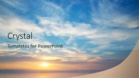  Presentation with nature sun leaves - Beautiful presentation theme featuring sky background on sunset nature backdrop and a light blue colored foreground