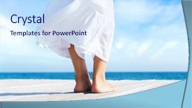  Presentation with young healthy people - Beautiful theme featuring sky background vacation resort backdrop and a sky blue colored foreground