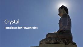  Presentation with buddha - Amazing slide deck having sky background with sun halo backdrop and a ocean colored foreground