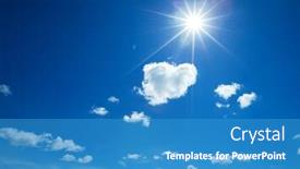  Presentation with clouds - Amazing slide deck having sky-background-with-tiny-clouds backdrop and a teal colored foreground