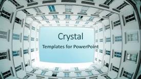  Presentation with tall buildings - Amazing PPT theme having sky between tall buildings backdrop and a sky blue colored foreground