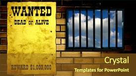  Presentation with prison wall - Beautiful presentation featuring sky beyond vintage wanted poster backdrop and a tawny brown colored foreground