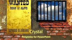  Presentation with prison wall - Colorful PPT theme enhanced with sky beyond vintage wanted poster backdrop and a tawny brown colored foreground