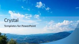  Presentation with pine forest - Colorful PPT theme enhanced with sky blue - pine tree forest backdrop and a light blue colored foreground