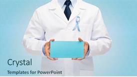  Presentation with healthcare blue ribbon - Presentation theme consisting of sky blue prostate cancer background and a light blue colored foreground