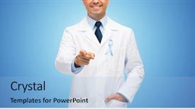  Presentation with healthcare blue ribbon - Amazing PPT theme having sky blue prostate cancer backdrop and a light blue colored foreground