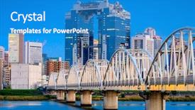  Presentation with indo japan - Presentation design consisting of sky building - osaka japan skyline background and a teal colored foreground