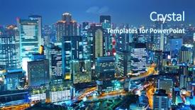  Presentation with osaka - Amazing presentation theme having sky building - osaka night backdrop and a ocean colored foreground