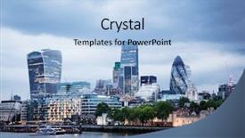  Presentation with london - PPT theme featuring sky building - panoramic view over london background and a light blue colored foreground