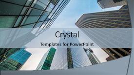  Presentation with hours of business operations - PPT theme featuring sky building - tall skyscrapers during evening hours background and a light blue colored foreground