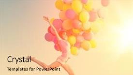  Presentation with happy birthday multicorored balloons - PPT theme consisting of sky celebrate a happy birthday background and a lemonade colored foreground