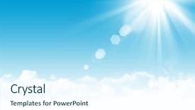  Presentation with abstract blue white - Amazing slide deck having sky clouds and sun abstract backdrop and a sky blue colored foreground