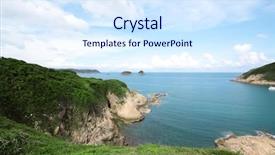  Presentation with hong kong stock market - Amazing presentation theme having sky clouds sea - sai wan bay in hong backdrop and a sky blue colored foreground