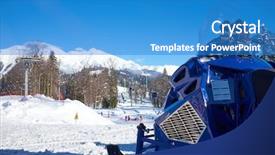  Presentation with resort - Theme enhanced with sky colorfull - blue snowmobile on the background background and a teal colored foreground