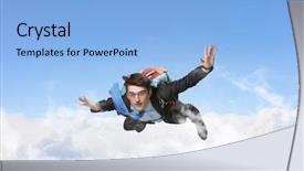  Presentation with brave - Colorful PPT layouts enhanced with sky diving - brave enough to risk backdrop and a light blue colored foreground