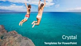  Presentation with cliff - Theme featuring sky diving - friends cliff jumping background and a ocean colored foreground