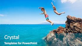  Presentation with jumping into the ocean - Slides enhanced with sky diving - friends cliff jumping background and a teal colored foreground