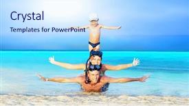  Presentation with young happy couple - Presentation enhanced with sky diving - happy young couple and son background and a sky blue colored foreground