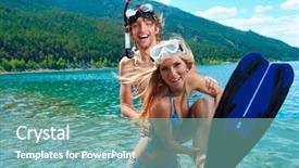  Presentation with helical gear - Amazing presentation theme having sky diving - happy young couple with snorkelling backdrop and a seafoam green colored foreground