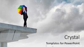  Presentation with umbrella - Slide deck featuring sky diving - image of businessman with umbrella background and a light gray colored foreground