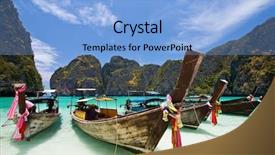  Presentation with maya bay - Presentation theme enhanced with sky diving - long tail boat at maya background and a light blue colored foreground