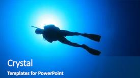  Presentation with scuba diving - Colorful theme enhanced with sky diving - scuba diver silhouetted against sun backdrop and a gray colored foreground
