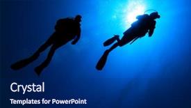  Presentation with scuba diving - Theme having sky diving - scuba divers background and a navy blue colored foreground
