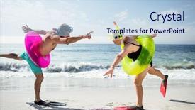  Presentation with scuba diving - Cool new presentation theme with sky diving - senior couple with scuba gear backdrop and a sky blue colored foreground