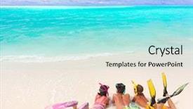  Presentation with children - PPT theme consisting of sky diving - three sibling children in bathing background and a arctic colored foreground