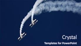 Presentation with trail - Colorful presentation theme enhanced with sky diving - two aerobatic airplanes approaching backdrop and a navy blue colored foreground