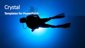  Presentation with scuba diving - Colorful PPT layouts enhanced with sky diving - underwater image of scuba diver backdrop and a teal colored foreground