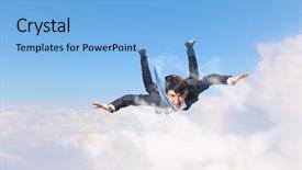  Presentation with brave - PPT layouts with sky diving skydiving - brave enough to risk background and a light blue colored foreground