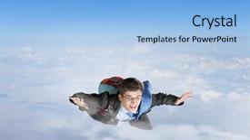  Presentation with brave - PPT layouts consisting of sky diving skydiving - brave enough to risk background and a light blue colored foreground