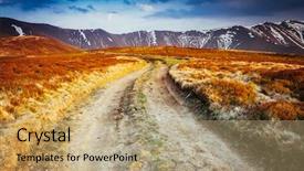  Presentation with green grass under the snow - Beautiful theme featuring sky dramatic scene and picture backdrop and a coral colored foreground