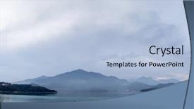  Presentation with mountain lake - PPT theme featuring sky famous attraction sun moon background and a light blue colored foreground