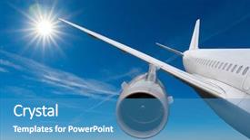  Presentation with airplane crash - PPT theme consisting of sky landing or crash background and a teal colored foreground