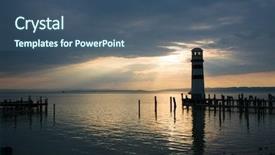  Presentation with sunset coast of the sea - Audience pleasing slide set consisting of sky light - seascape at sunset lighthouse backdrop and a  colored foreground