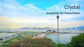  Presentation with urban - PPT theme consisting of sky near river in macao background and a arctic colored foreground