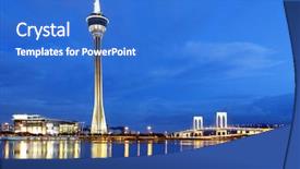  Presentation with urban - Beautiful theme featuring sky near river in macao backdrop and a cobalt blue colored foreground