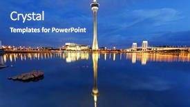  Presentation with urban - Theme having sky near river in macao background and a teal colored foreground